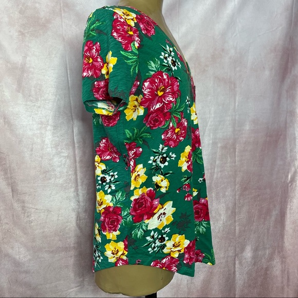 Torrid Pocket Tee Heritage Slub Green Floral NWT Size 00 - Picture 6 of 16
